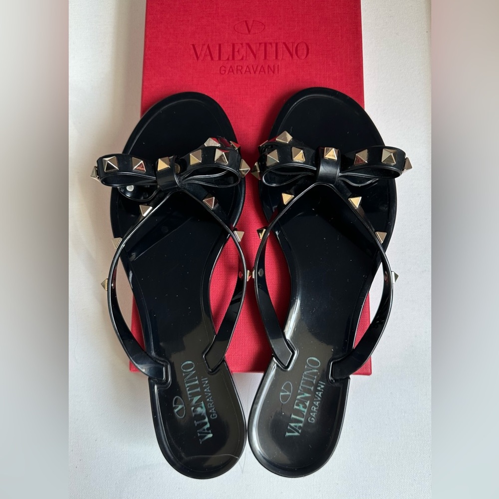 Valentino Garavani Rockstud PVC Flat Thong Sandals
